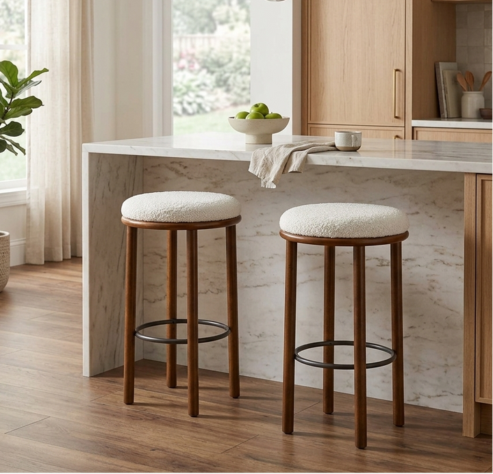 Clad Bar Stools Set of 2 - Walnut Ivory Denmark Home