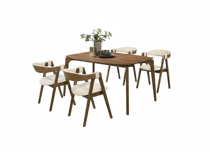 Soren Dining Table – Walnut Top with Curved Panel Back Chairs Denmark Home