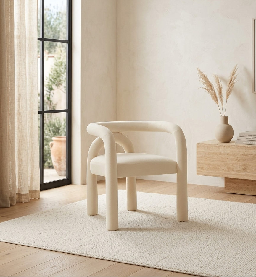 Lunevra Velvet Barrel Dining Chair - Porcelain Denmark Home