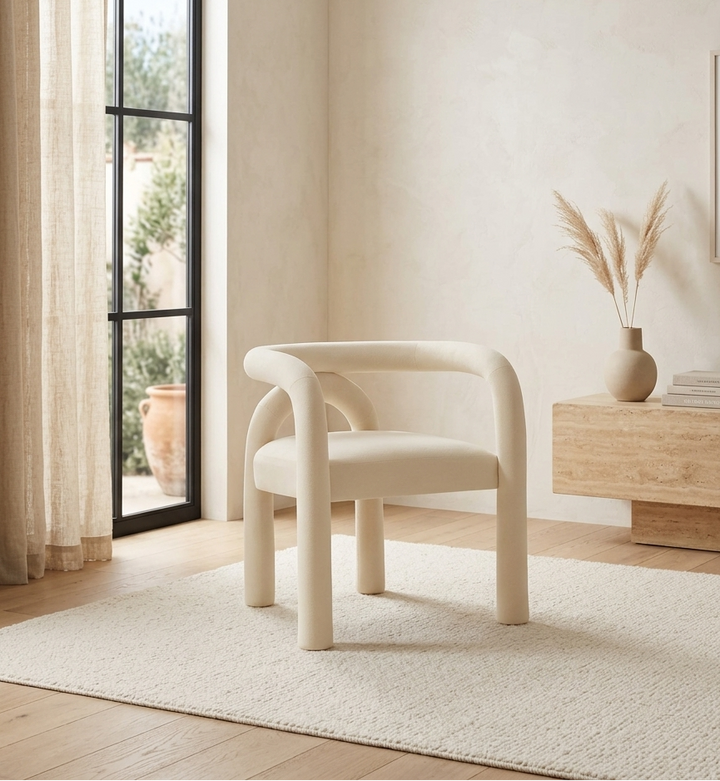 Lunevra Velvet Barrel Dining Chair - Porcelain Denmark Home