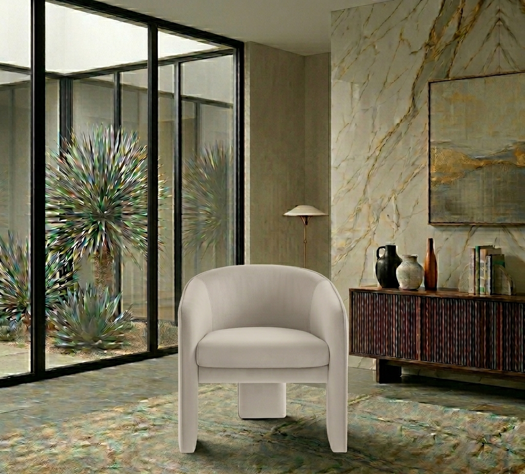 Vetmun Performance Velvet Accent Chair-Almond Denmark Home