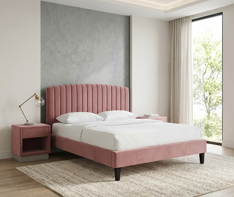 Valois Queen Platform Bed – Dusty Rose Denmark Home