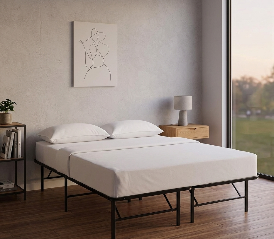Maja Stainless Steel Queen Platform Bed Frame - Brown Denmark Home