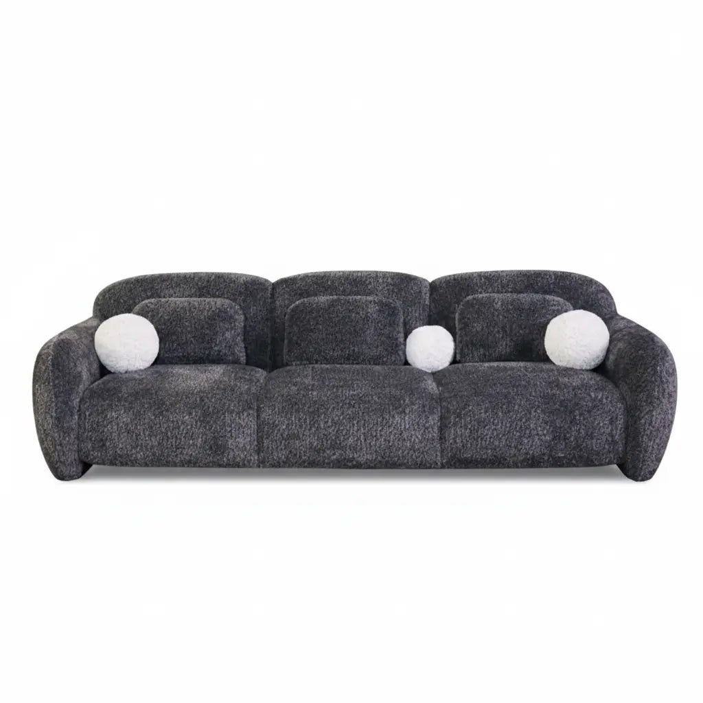 Oren Sofa – Dark Gray Chenille with Curved Arms and Back Denmark Home