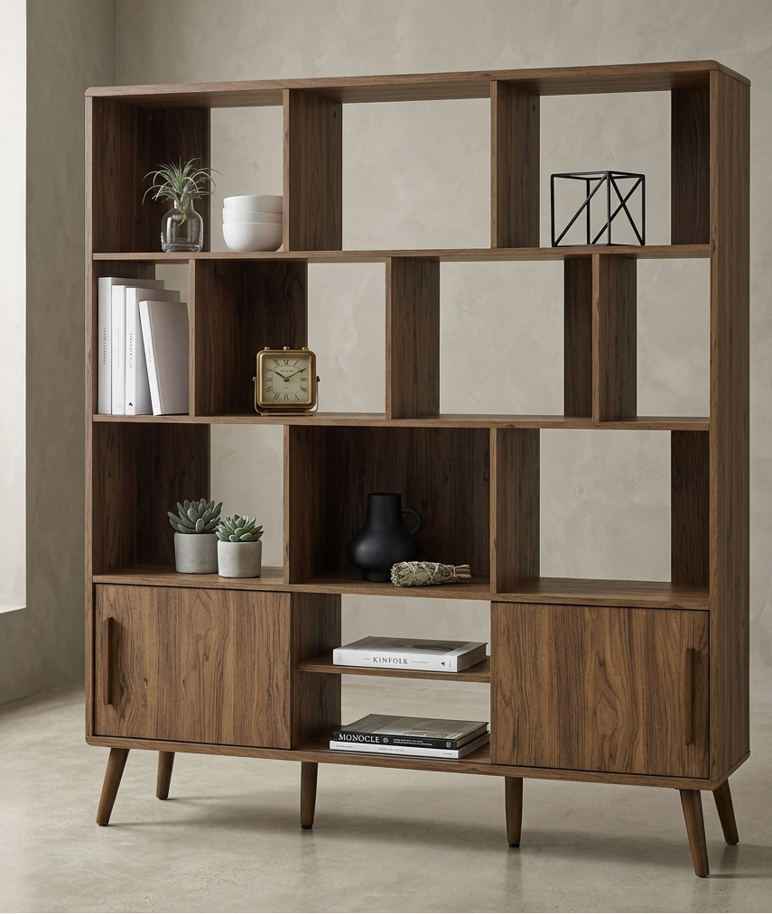 Koru Open Display Bookcase - Walnut Denmark Home