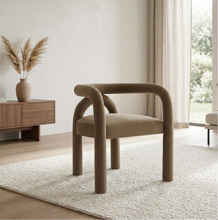 Lunevra Velvet Barrel Dining Chair - Camel Denmark Home