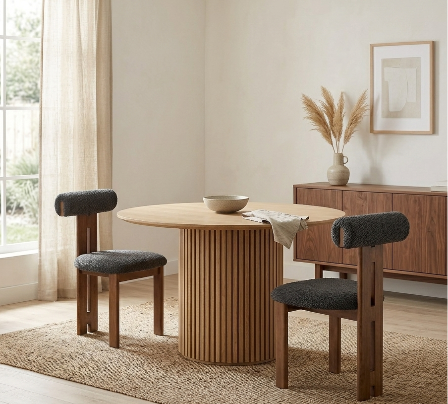 Varello Dining Chair Set - Walnut Charcoal Denmark Home