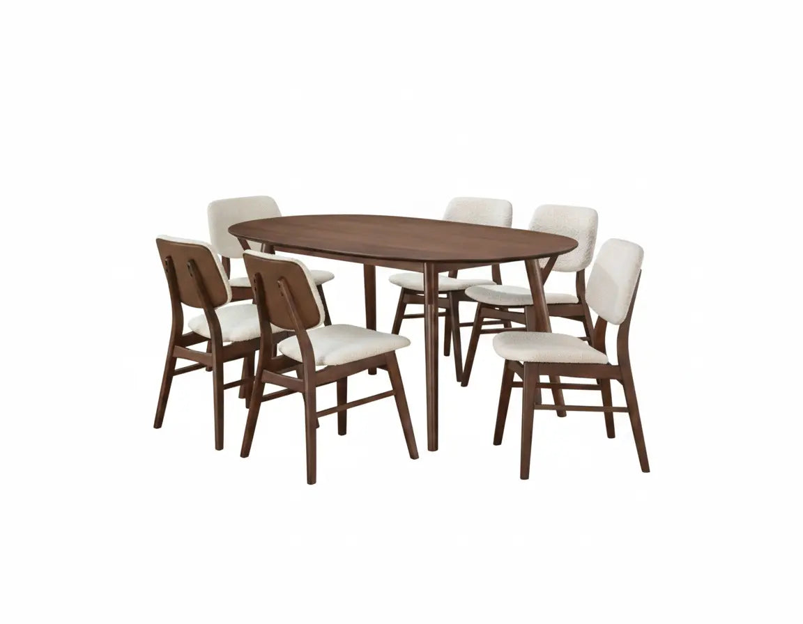 Noll Dining Table – Walnut Top with Angled Leg Chairs Denmark Home