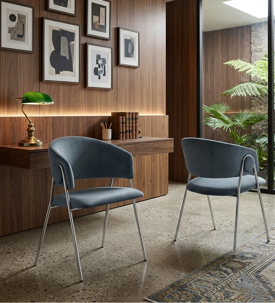 Syl Velvet Dining Chair Set - Cadet Blue Denmark Home