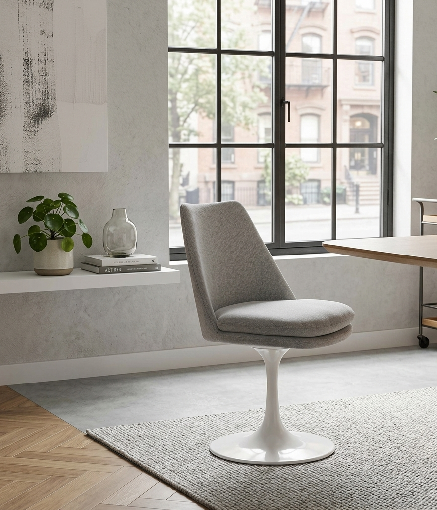 Nuvora Swivel Dining Side Chair - White Light Gray Denmark Home