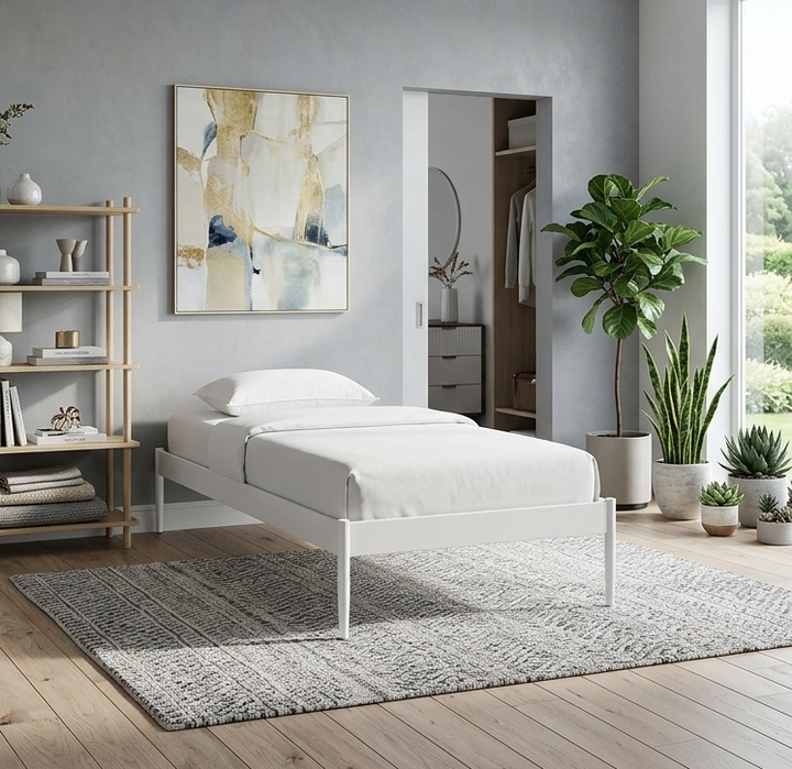 Eira Twin Platform Bed - White Denmark Home