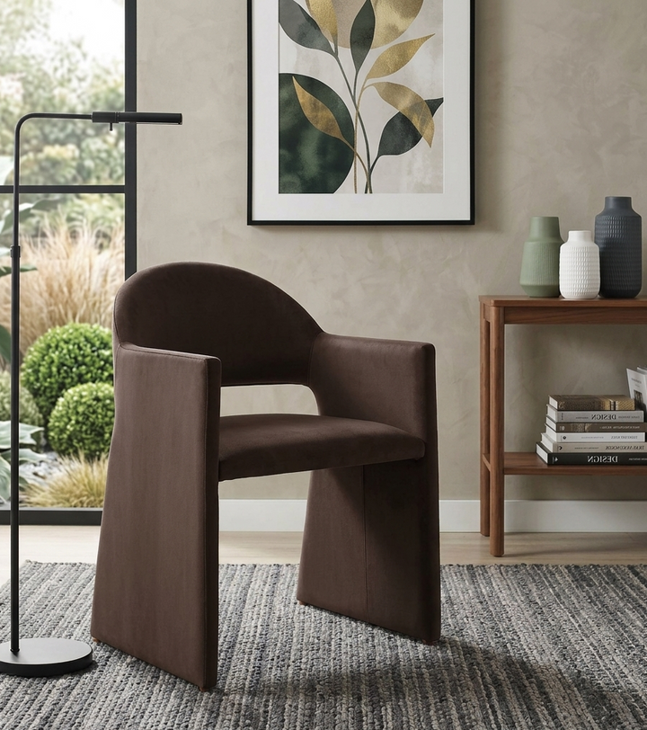 Sok Performance Velvet Dining Armchair - Chocolate Brown Denmark Home