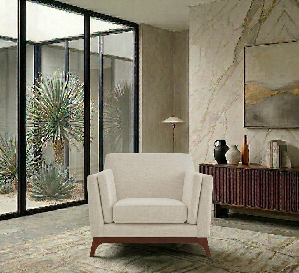 Kelsh Upholstered Fabric Armchair-Beige Denmark Home
