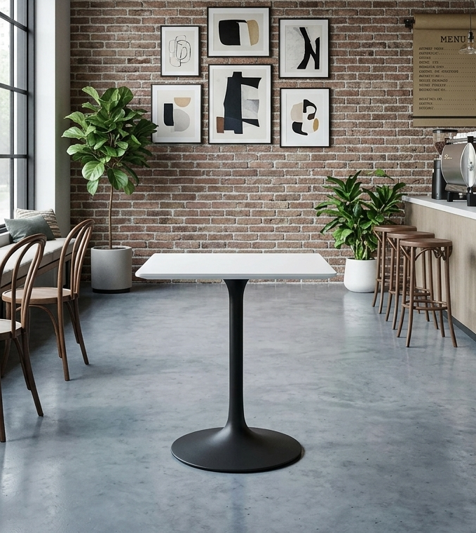 Novara Square Dining Table 28" - Black White Denmark Home