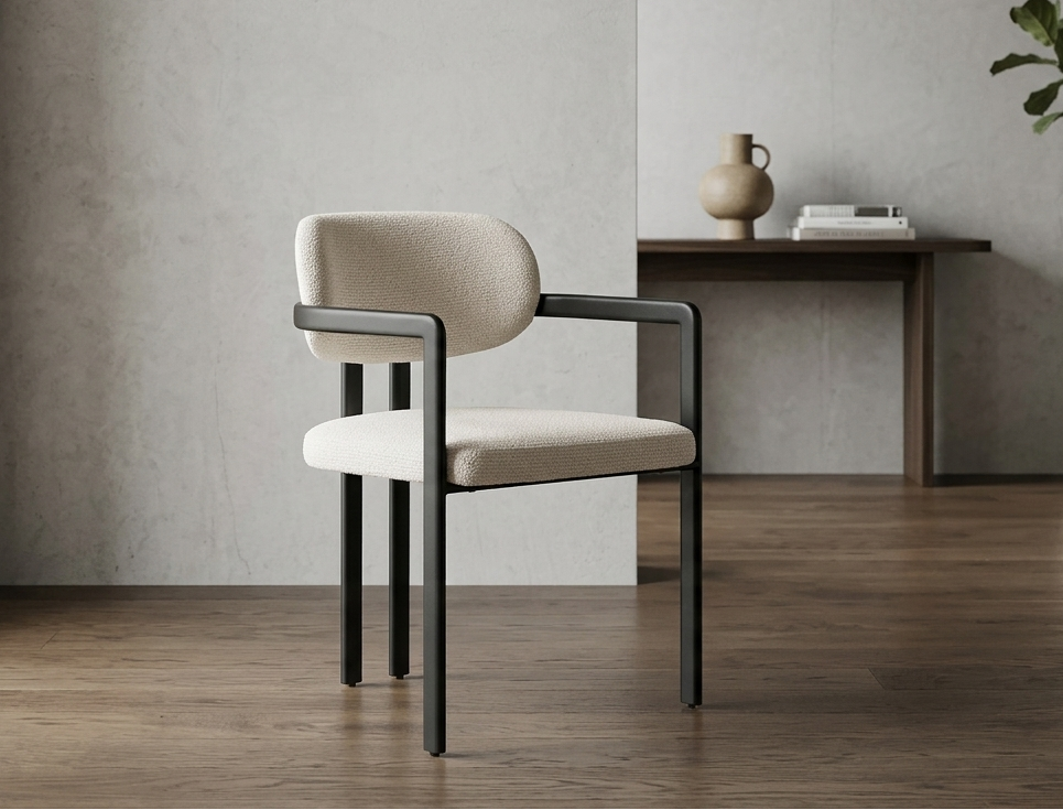 Vink Upholstered Barrel Dining Chair - Black Cream Denmark Home