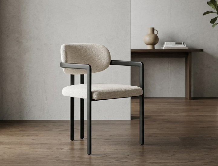 Vink Upholstered Barrel Dining Chair - Black Cream Denmark Home