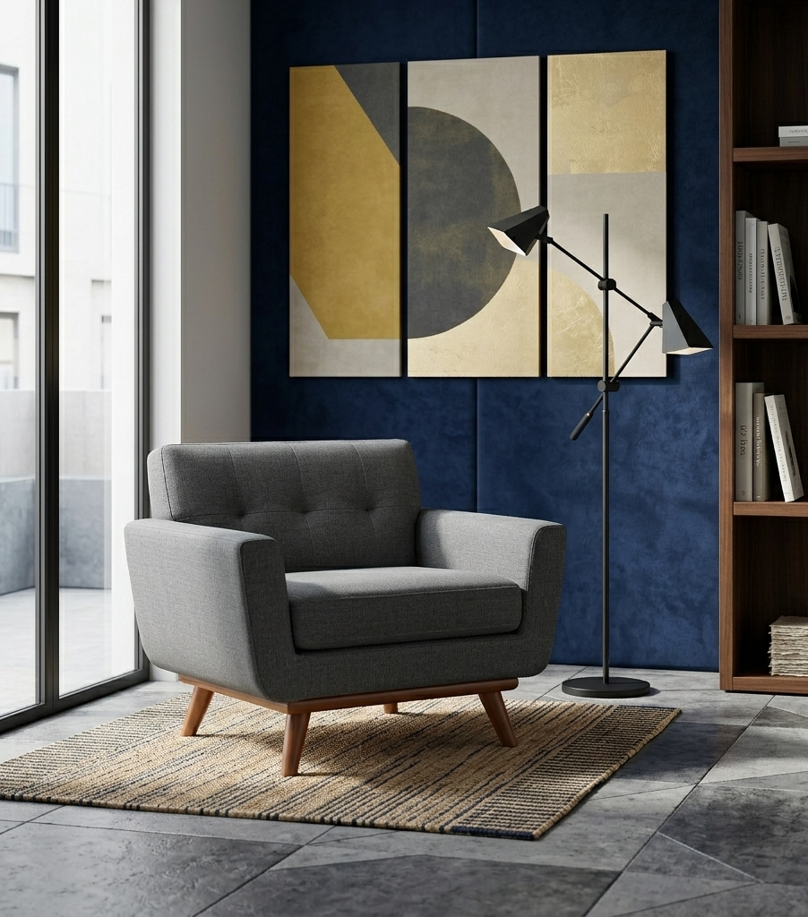 Koti Tufted Mid-Century Armchair – Grey Denmark Home