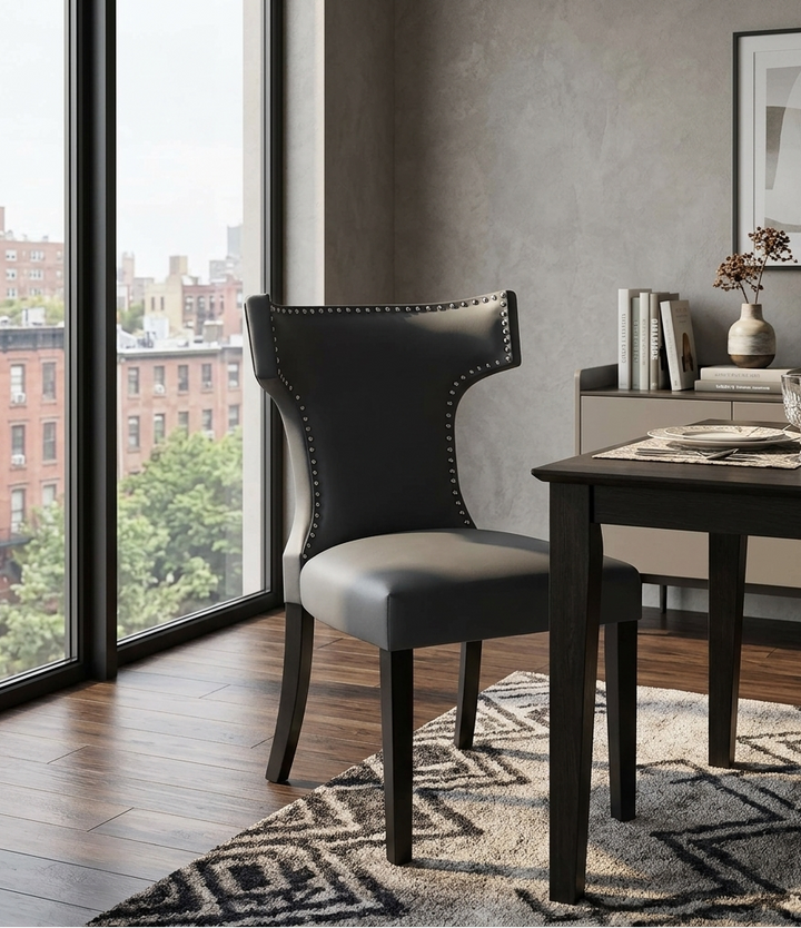 Zahn Vegan Leather Dining Side Chair - Gray Denmark Home
