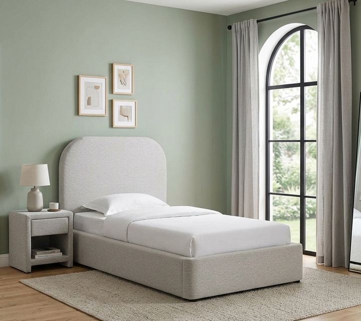 Elskov Twin Platform Bed - Heathered Weave Light Gray Denmark Home