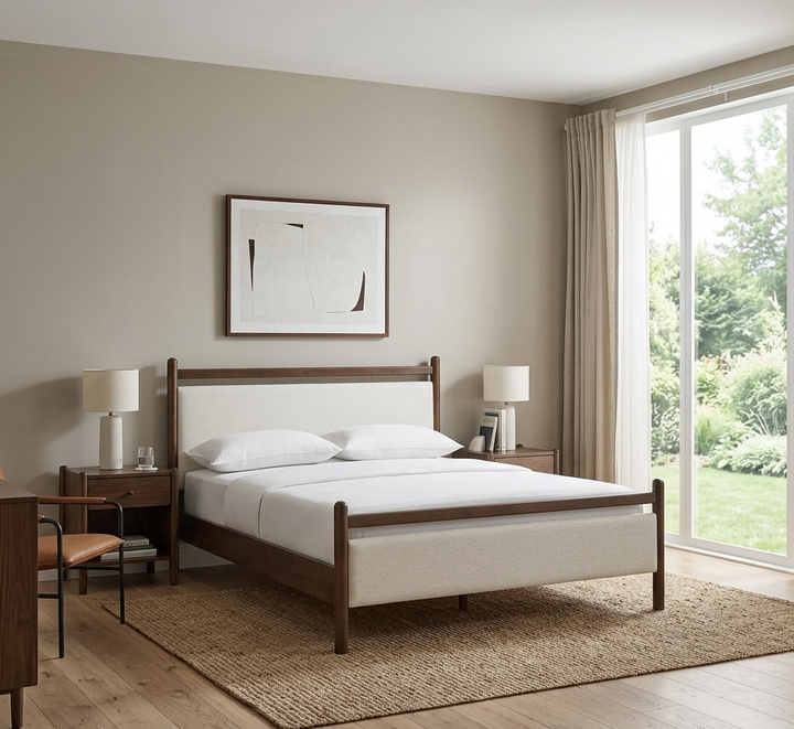 Fiona Queen Platform Bed  - Wenge Heathered Ivory Denmark Home