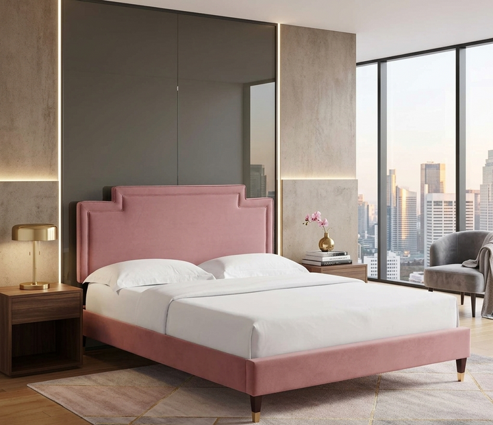 Valenza Performance Velvet King Platform Bed - Denmark Home