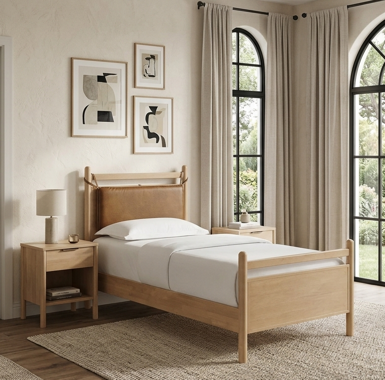 Skeppar Solid Wood Twin Platform Bed - Light Oak Canyon Denmark Home