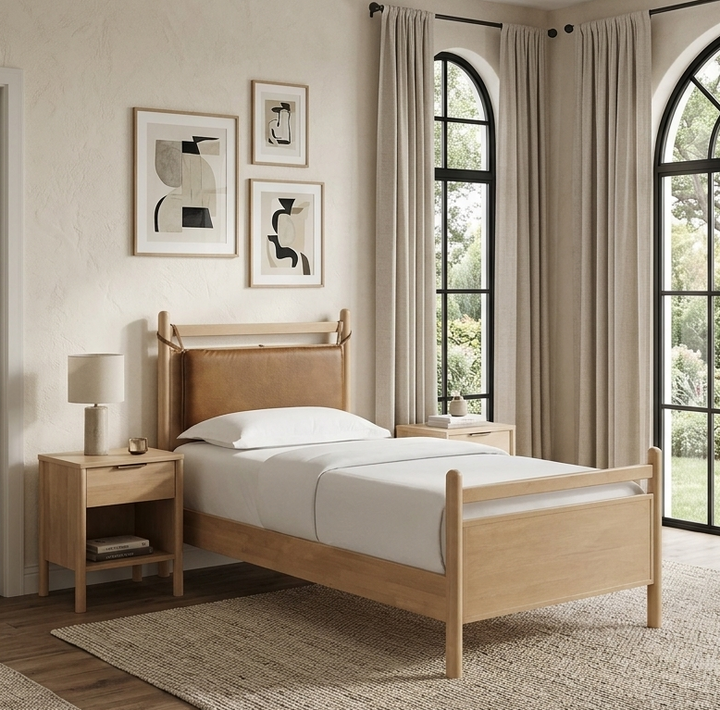 Skeppar Solid Wood Twin Platform Bed - Light Oak Canyon Denmark Home