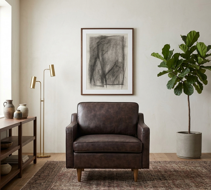 Krix Genuine Leather Accent Armchair- Brown Denmark Home