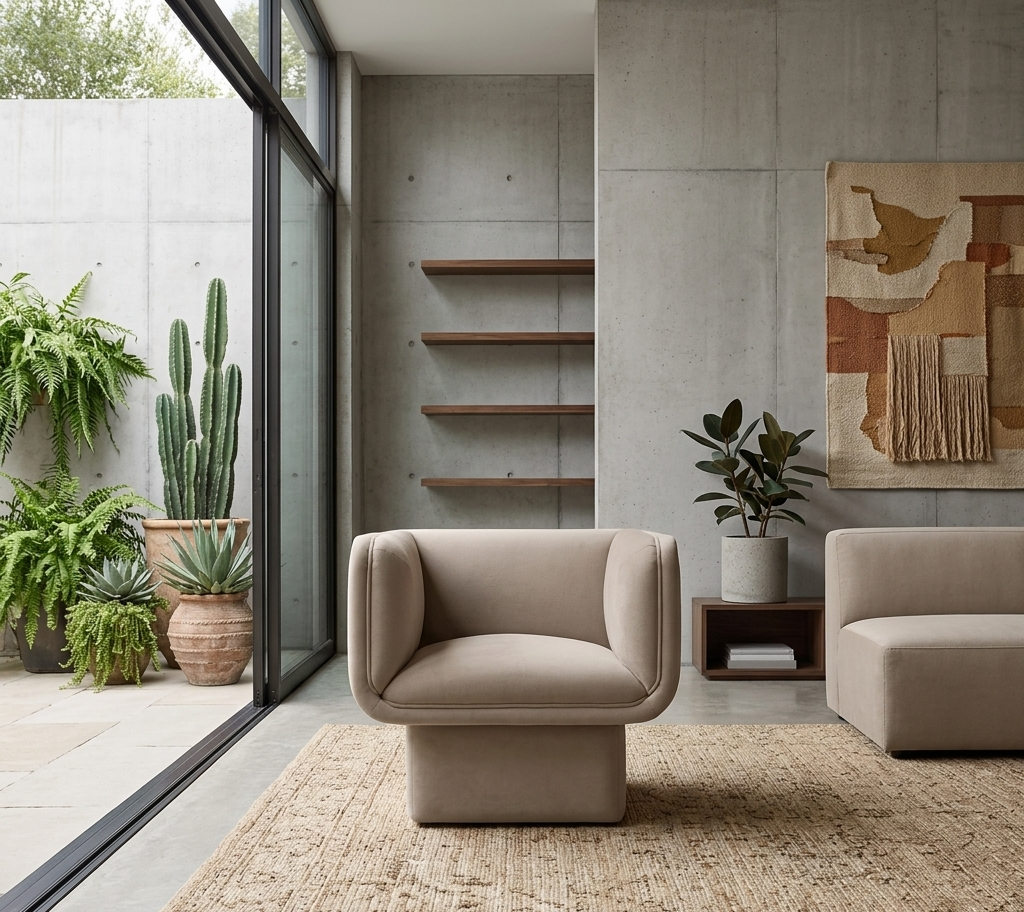 Revo Velvet Accent Armchair-Taupe Denmark Home