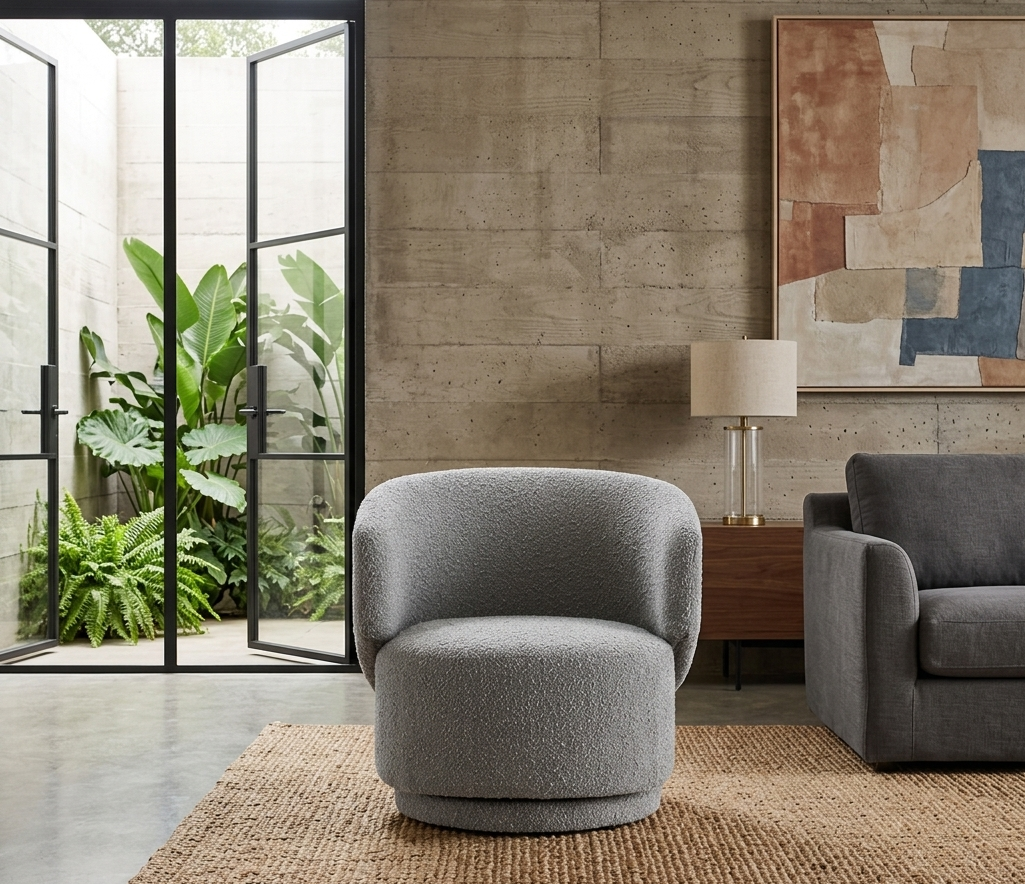 Lunara Swivel Accent Chair – Light Grey Denmark Home