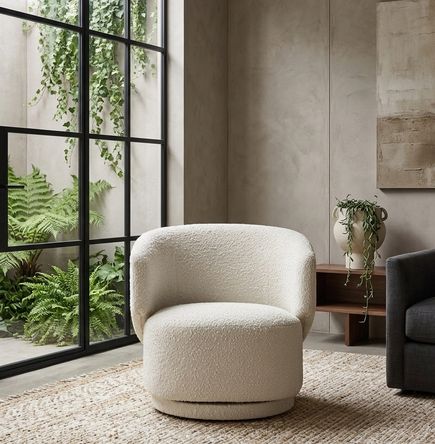Lunara Swivel Accent Chair – Ivory Denmark Home