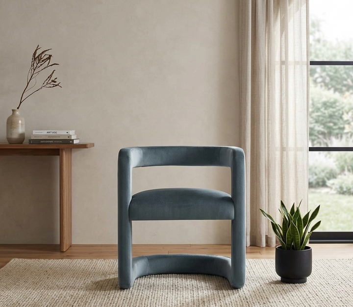 Vigo Velvet Barrel Dining Chair - Cadet Blue Denmark Home