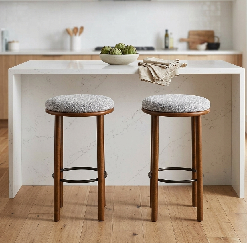 Clad Bar Stools Set of 2 - Walnut Taupe Denmark Home