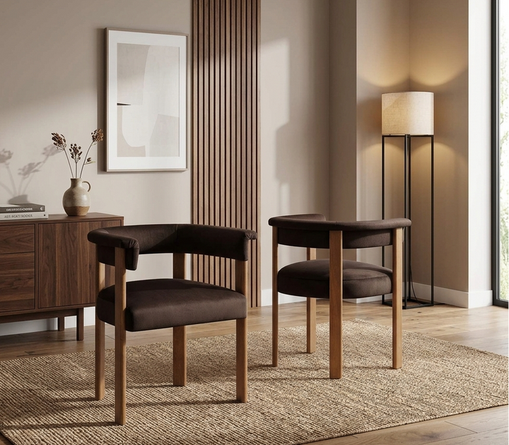 Solvéra Velvet Dining Chair Set - Chocolate Brown Denmark Home