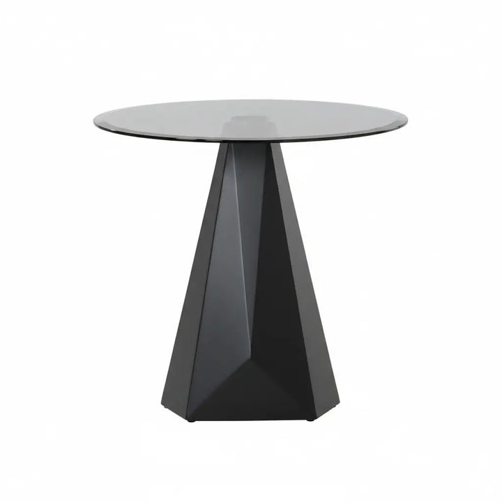 Torre End Table – Black/Gray with Geometric Base and Gray Beveled Glass Top Denmark Home
