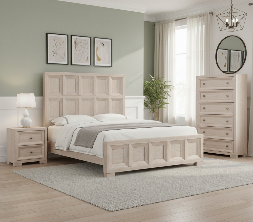 Axis 5-Piece Queen Bedroom Set – Tawny Oak (Modern Classic)