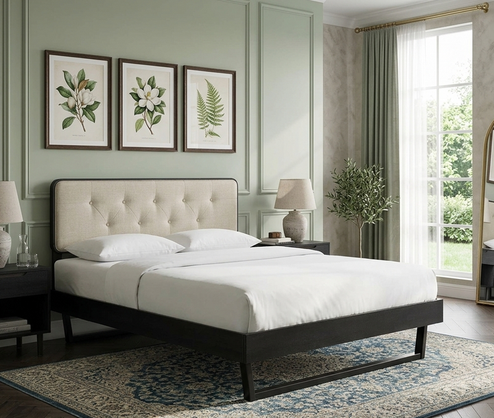 Alva Full Platform Bed - Black Beige Denmark Home