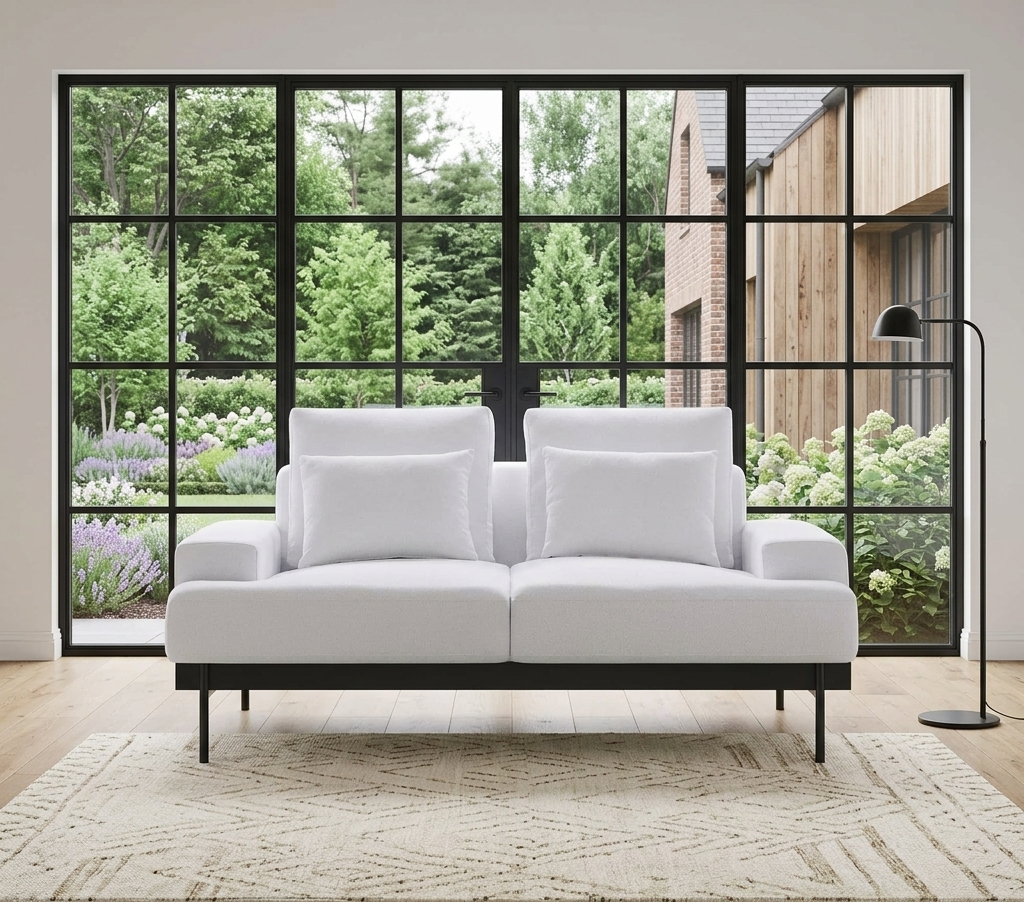 Prism Fabric Upholstered Loveseat – White