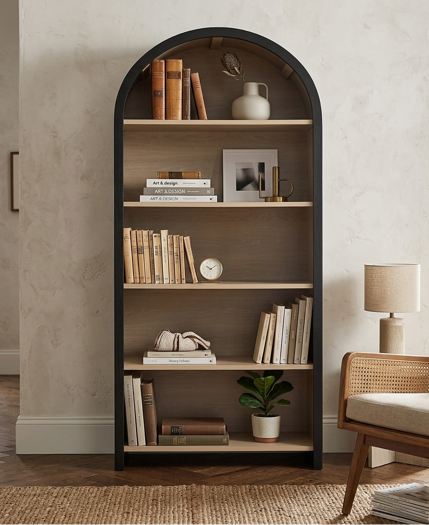 Hut Wide Arched Bookcase - Black Denmark Home