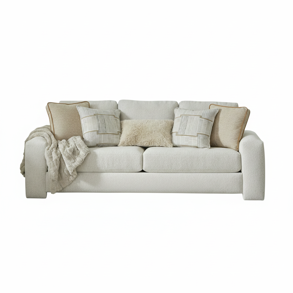 Lysa Sofa – Plush Chenille, Cream / Beige