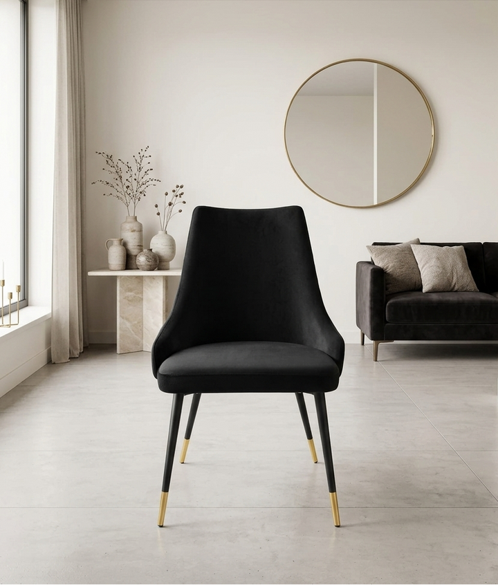 Bella Tufted Velvet Dining Chair - Black Denmark Home