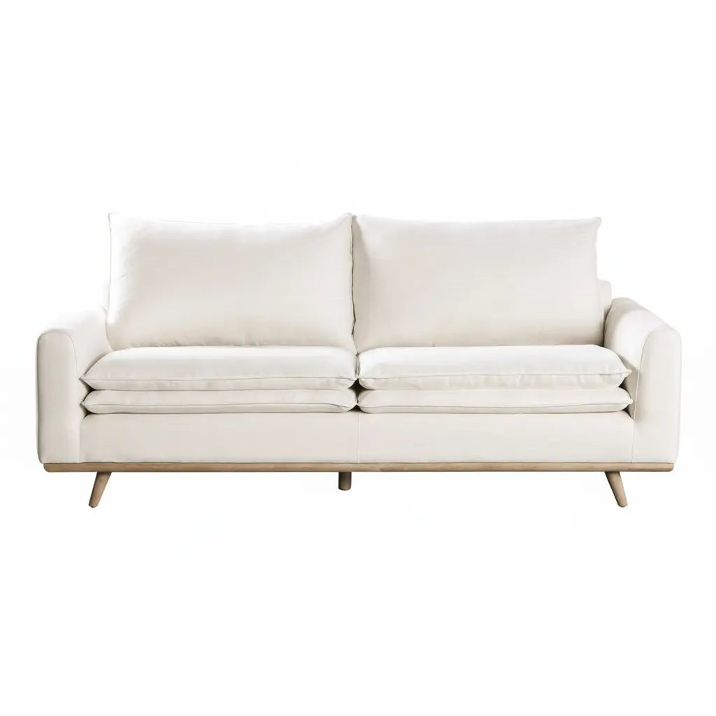 Isola Sofa – Oak Frame with Linen White Cushions Denmark Home