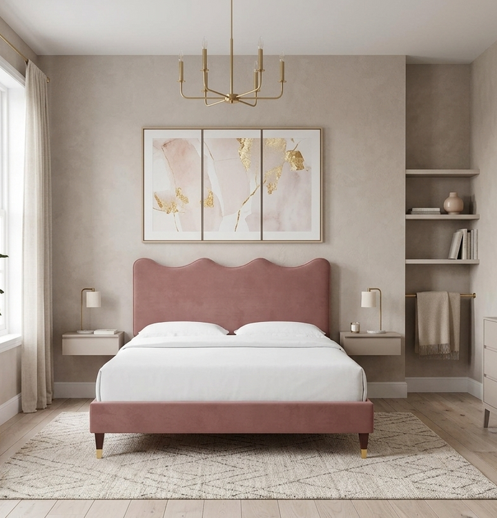 Ona Queen Platform Bed - Dusty Rose Denmark Home