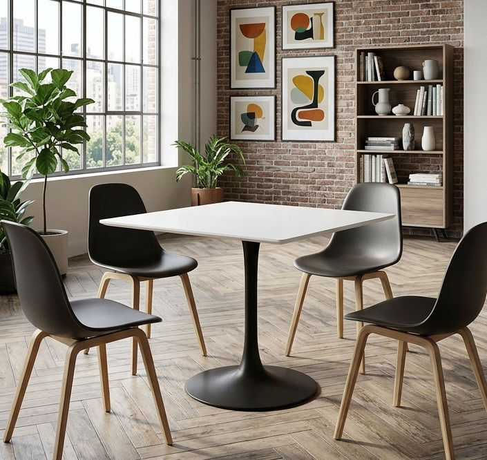 Novara Square Dining Table 36" - Black White Denmark Home