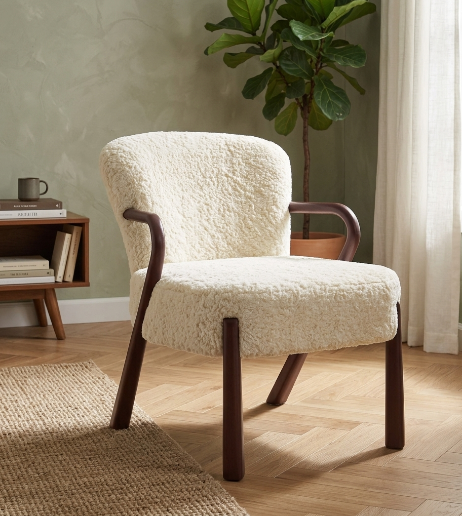 Pier Faux Shearling Accent Chair – Ecru Denmark Home