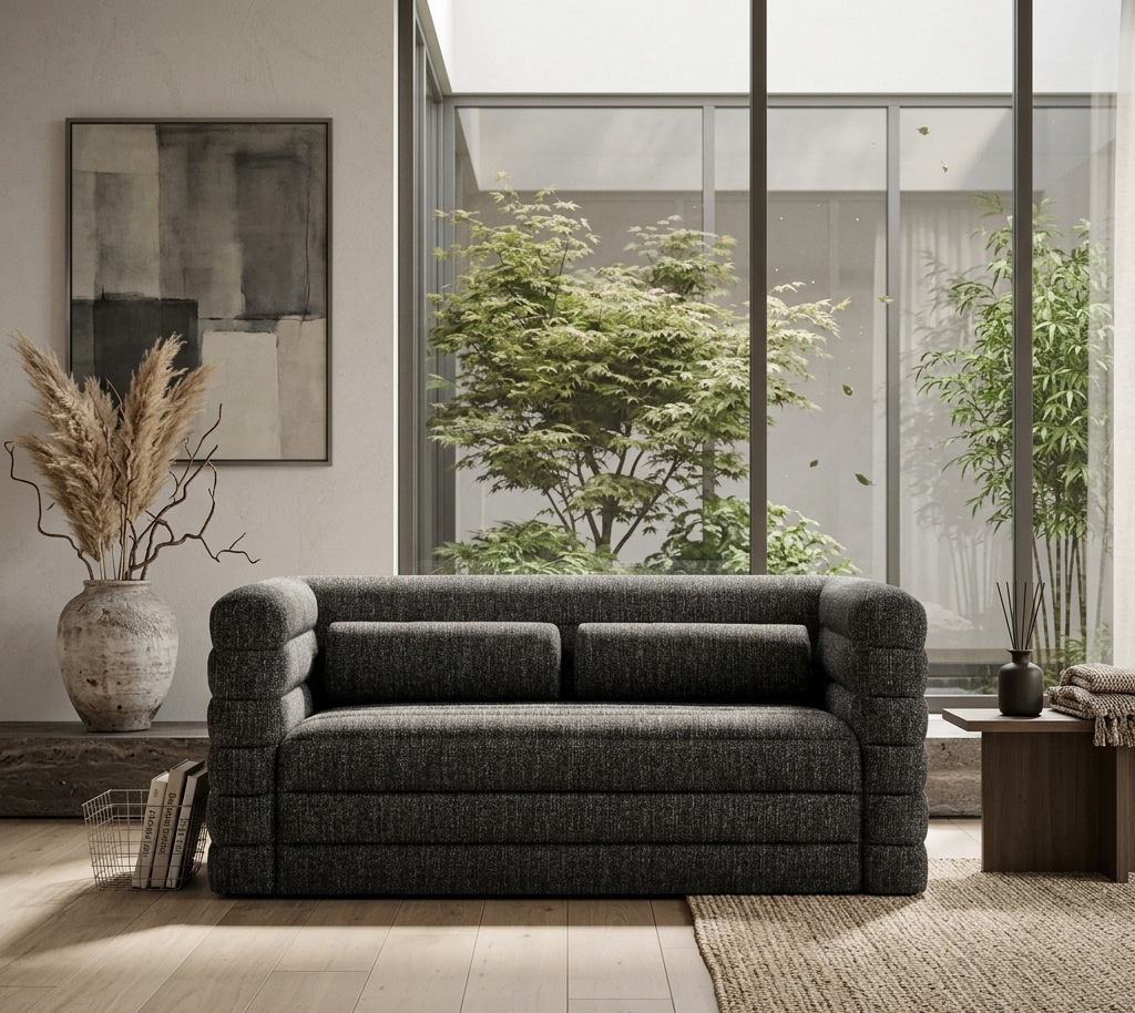 Revel Boucle Loveseat – Charcoal