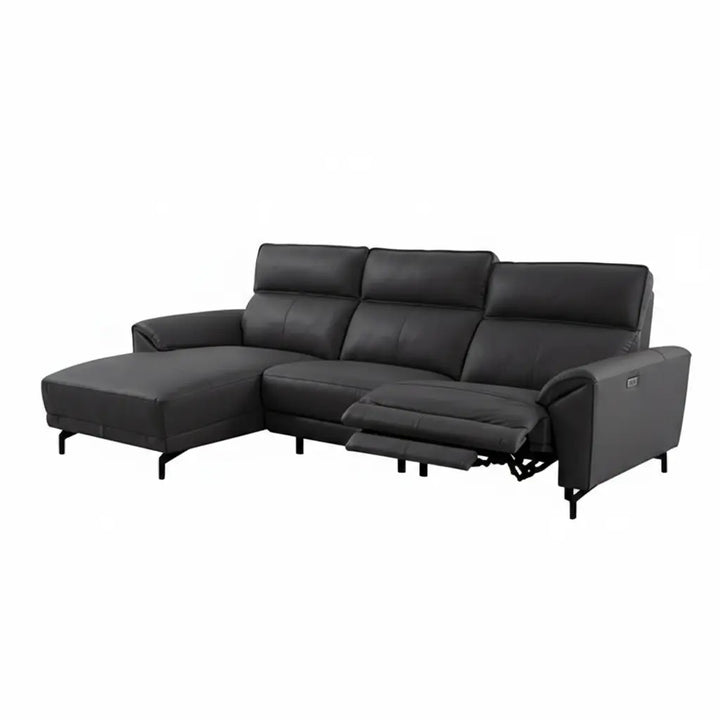 Cora Power Sectional – Left Chaise, Black Top Grain Leather Denmark Home
