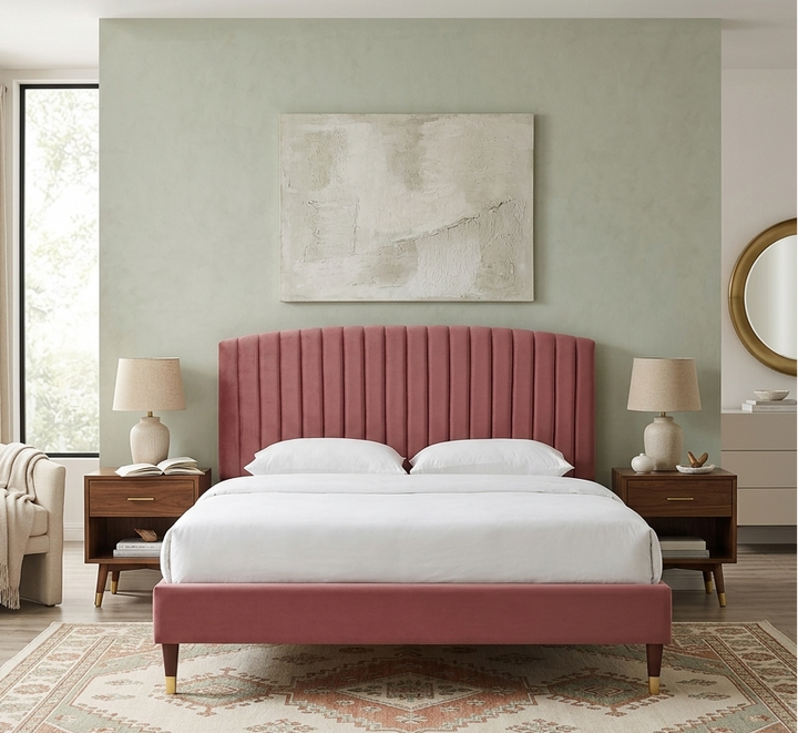 Valois Queen Platform Bed – Dusty Rose Denmark Home