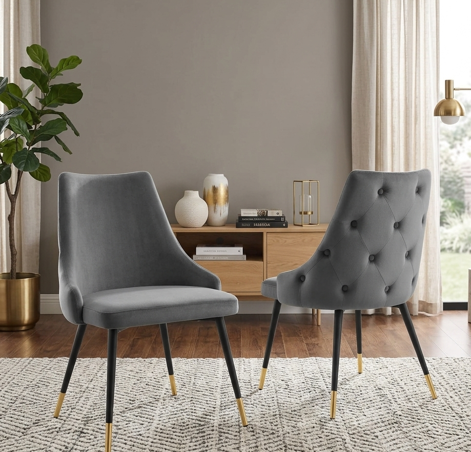 Bella Tufted Dining Chair - Gray Denmark Home