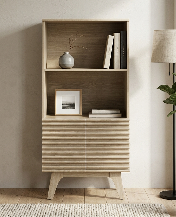 Orvena Bookcase with Cabinet Storage - Oak Denmark Home